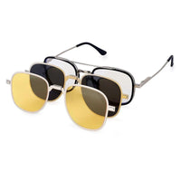 Grexar Silver & Black Medium Full Rim Square Clip-on for Men & Women — Hashtag Eyewears