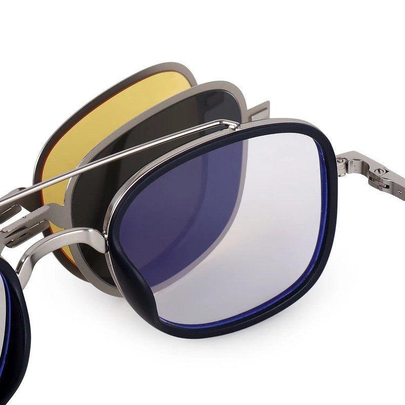 Grexar Silver & Black Medium Full Rim Square Clip-on for Men & Women — Hashtag Eyewears