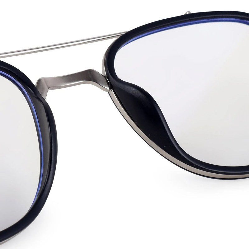 Grexar Silver & Black Medium Full Rim Square Clip-on for Men & Women — Hashtag Eyewears