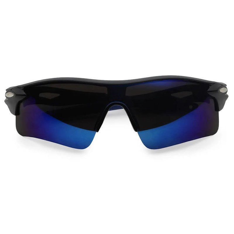 Griffey Black/Blue/Blue Medium Half Rim Shield Sports Sunglasses for Men & Women — Hashtag Eyewears