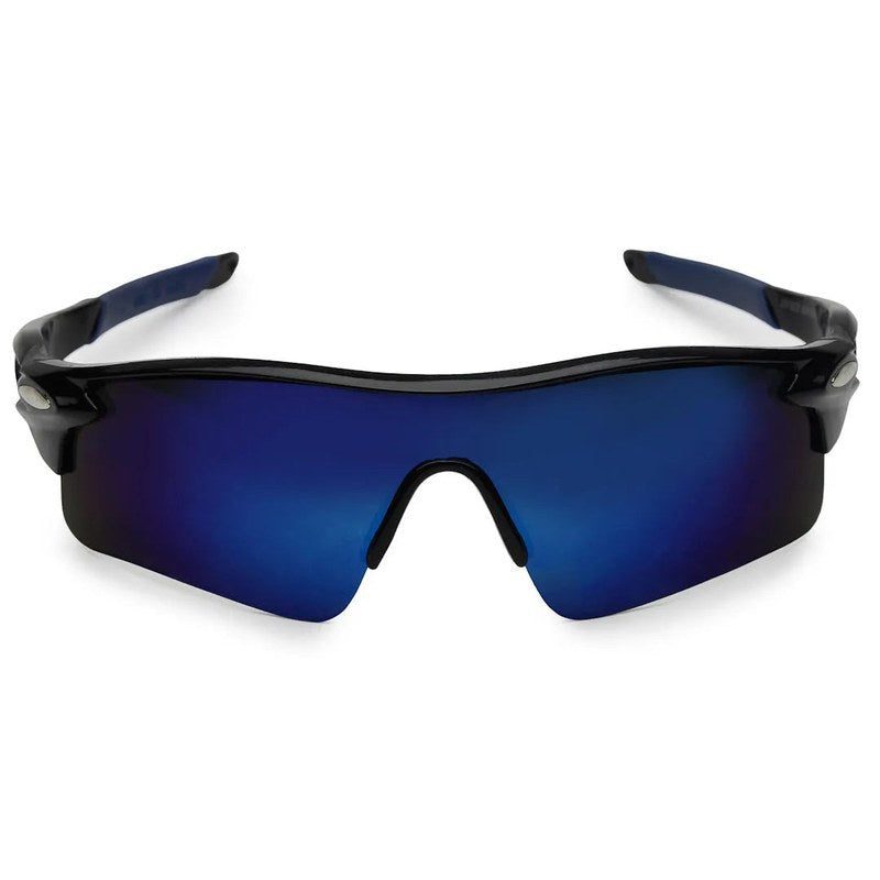 Griffey Black/Blue/Blue Medium Half Rim Shield Sports Sunglasses for Men & Women — Hashtag Eyewears