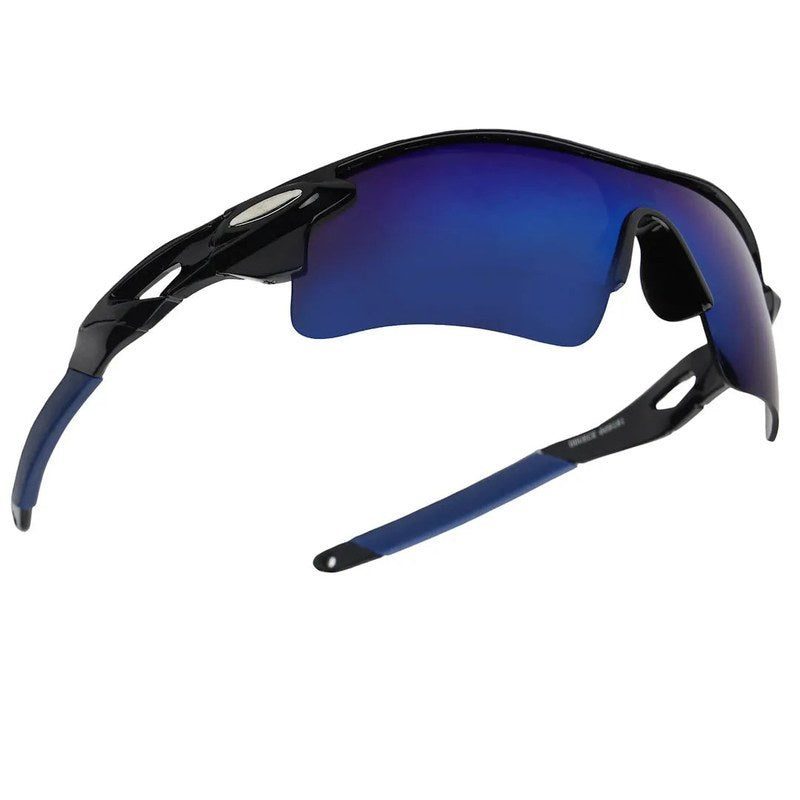 Griffey Black/Blue/Blue Medium Half Rim Shield Sports Sunglasses for Men & Women — Hashtag Eyewears