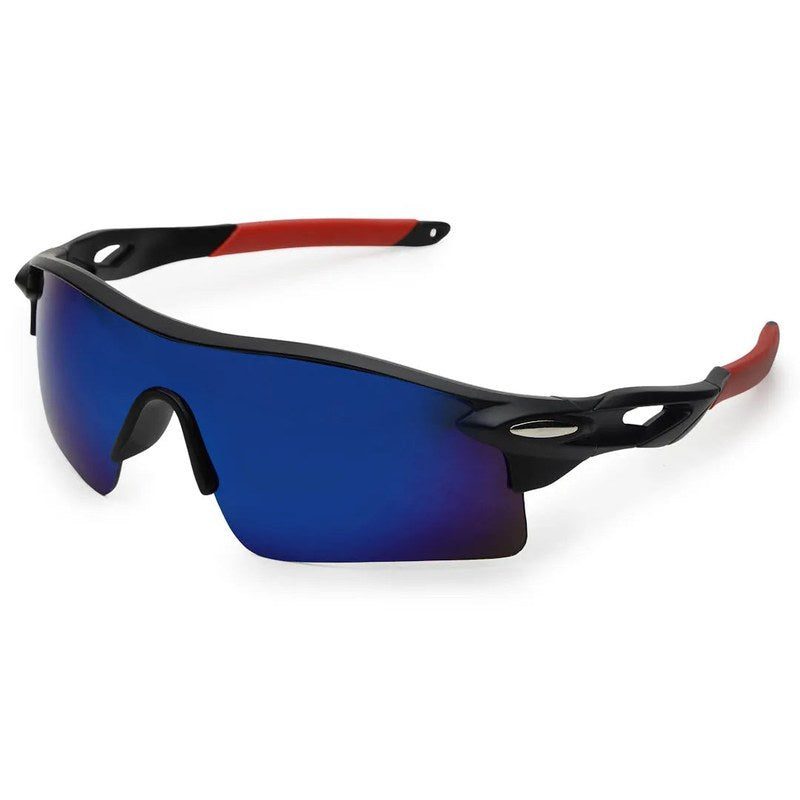 Griffey Black/Blue/Red Medium Half Rim Shield Sports Sunglasses for Men & Women — Hashtag Eyewears