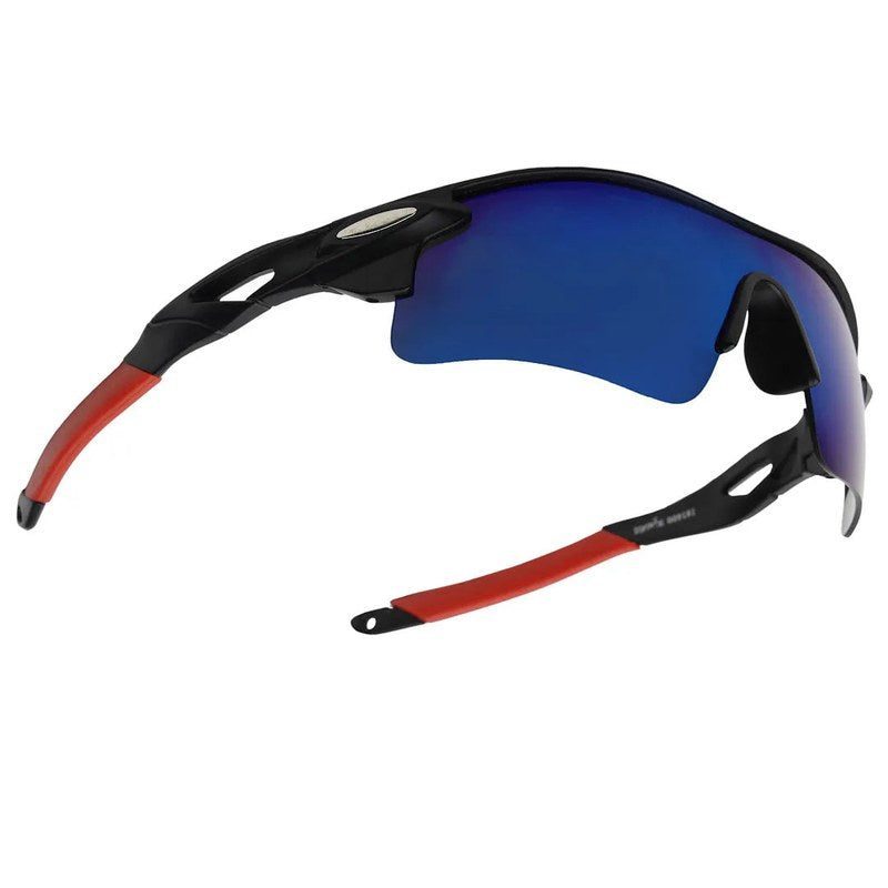 Griffey Black/Blue/Red Medium Half Rim Shield Sports Sunglasses for Men & Women — Hashtag Eyewears