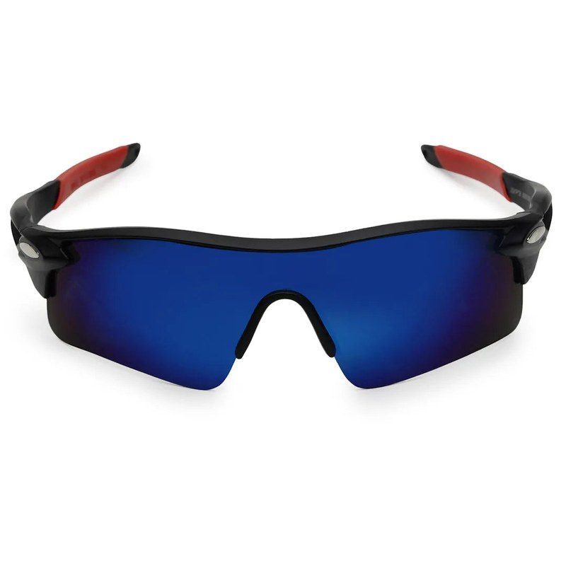 Griffey Black/Blue/Red Medium Half Rim Shield Sports Sunglasses for Men & Women — Hashtag Eyewears