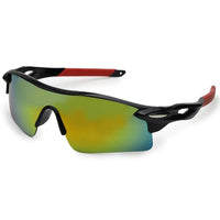 Griffey Black/Green/Red Medium Half Rim Shield Sports Sunglasses for Men & Women — Hashtag Eyewears