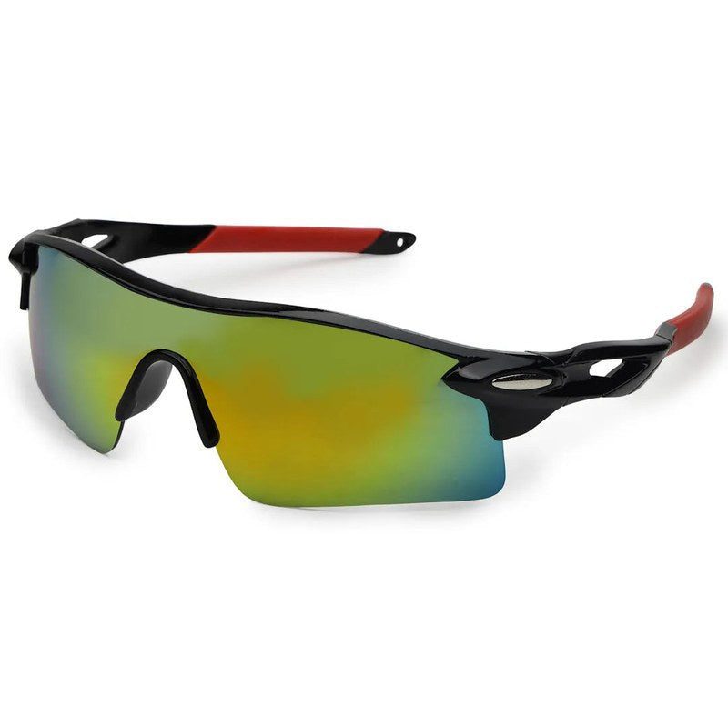 Griffey Black/Green/Red Medium Half Rim Shield Sports Sunglasses for Men & Women — Hashtag Eyewears