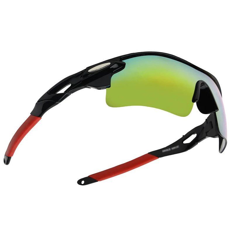 Griffey Black/Green/Red Medium Half Rim Shield Sports Sunglasses for Men & Women — Hashtag Eyewears