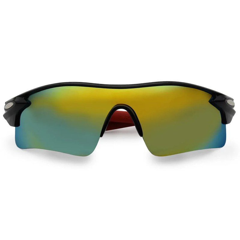 Griffey Black/Green/Red Medium Half Rim Shield Sports Sunglasses for Men & Women — Hashtag Eyewears