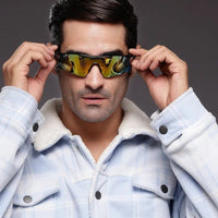 Griffey Black/Green/Red Medium Half Rim Shield Sports Sunglasses for Men & Women — Hashtag Eyewears
