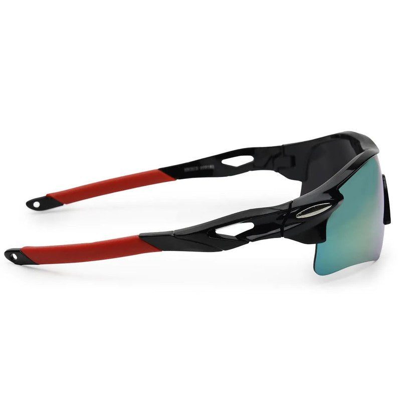 Griffey Black/Green/Red Medium Half Rim Shield Sports Sunglasses for Men & Women — Hashtag Eyewears