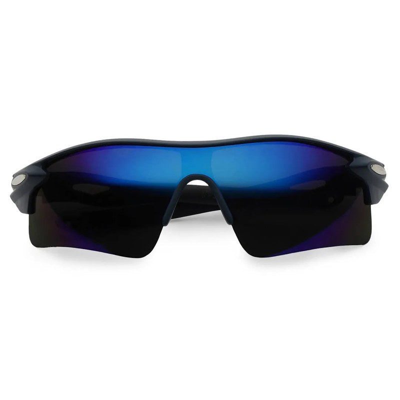 Griffey Grey/Blue/Black Medium Half Rim Shield Sports Sunglasses for Men & Women — Hashtag Eyewears