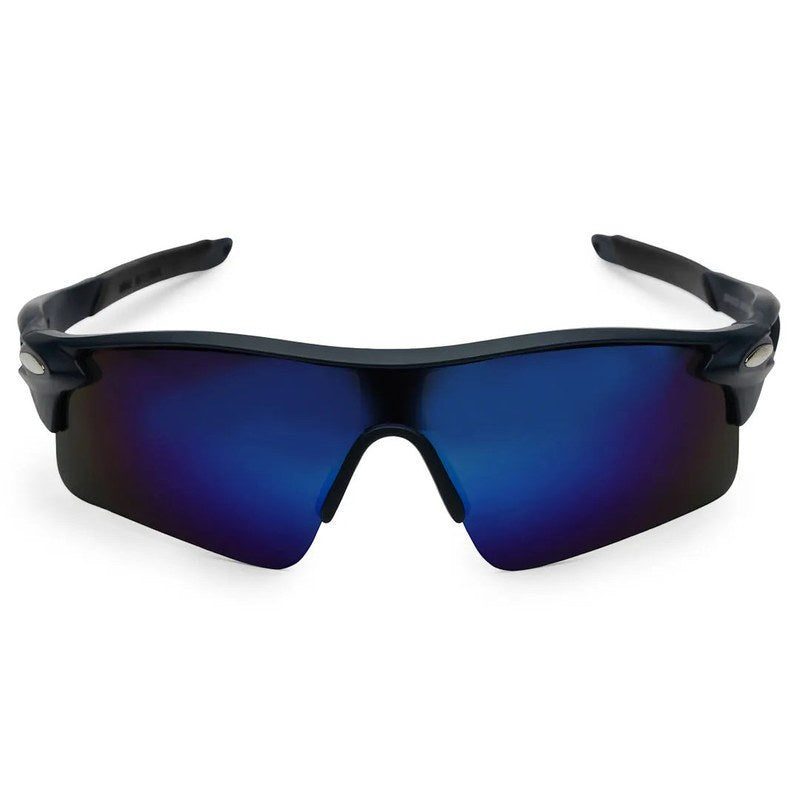 Griffey Grey/Blue/Black Medium Half Rim Shield Sports Sunglasses for Men & Women — Hashtag Eyewears