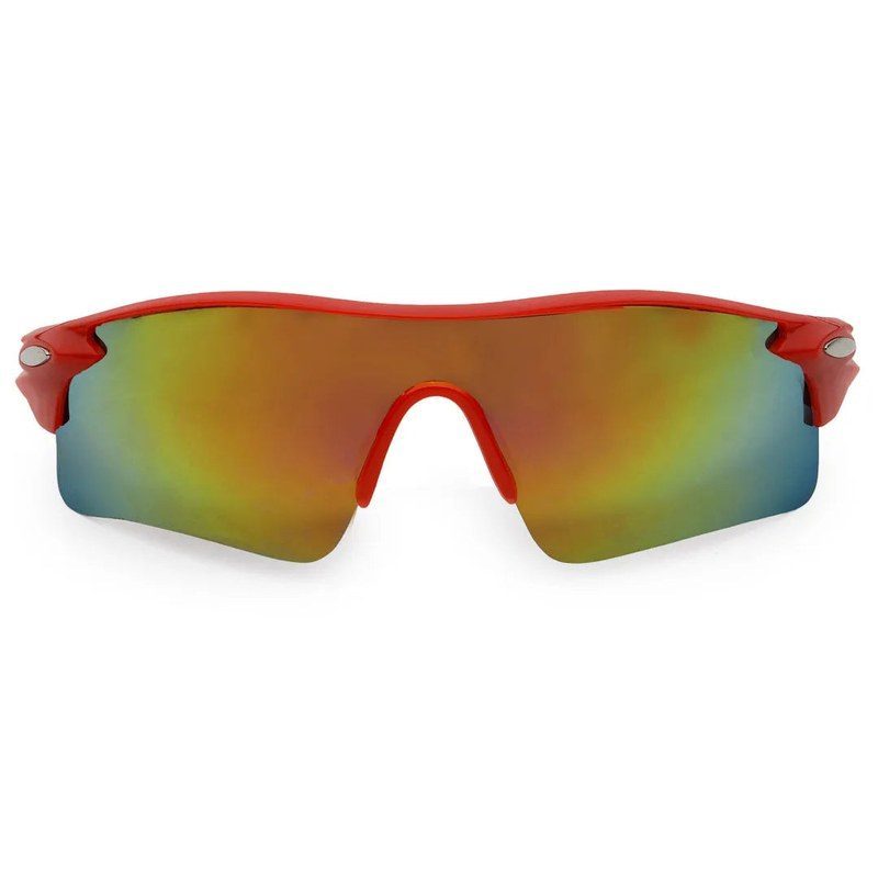 Griffey Red/Green/Black Medium Half Rim Shield Sports Sunglasses for Men & Women — Hashtag Eyewears