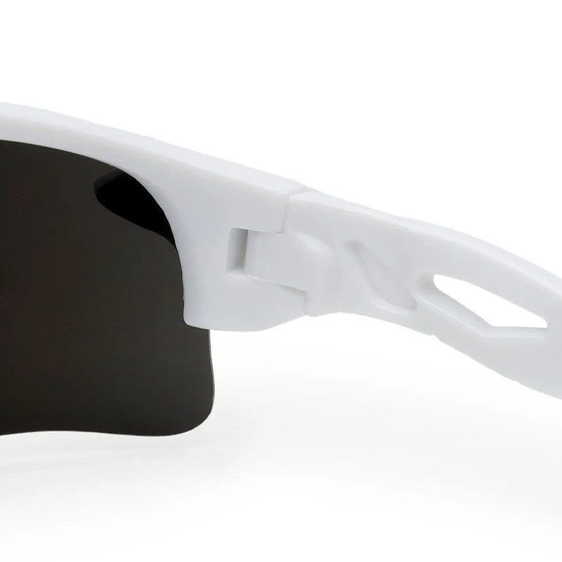 Griffey White/Blue/Black Medium Half Rim Shield Sports Sunglasses for Men & Women — Hashtag Eyewears
