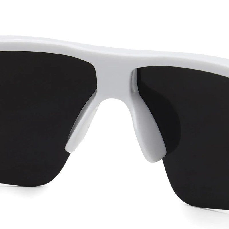 Griffey White/Blue/Blue Medium Half Rim Shield Sports Sunglasses for Men & Women — Hashtag Eyewears