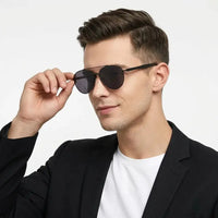 Gyron | Black Medium Full Rim Aviator Sunglasses for Men [UV-protected]