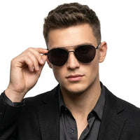Gyron | Black Medium Full Rim Aviator Sunglasses for Men [UV-protected]