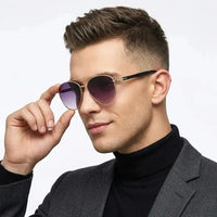 Gyron | Gold Medium Full Rim Aviator Sunglasses for Men [UV-protected]