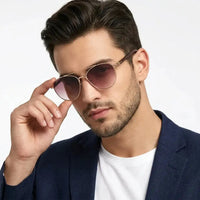 Gyron | Gradient Brown Medium Full Rim Aviator Sunglasses for Men [UV-protected]
