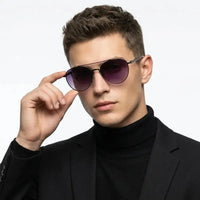 Gyron | Grey Medium Full Rim Aviator Sunglasses for Men [UV-protected]