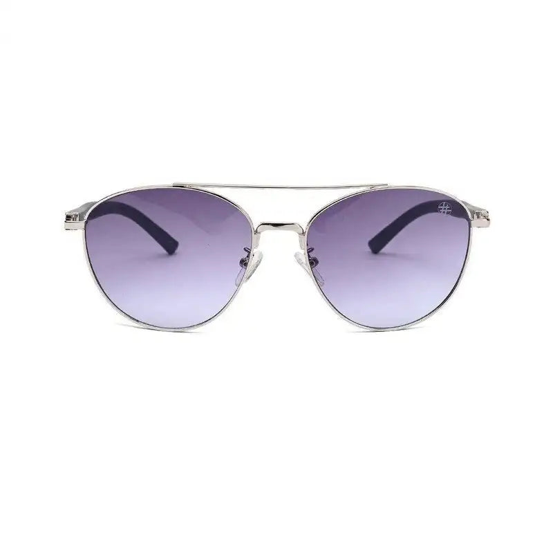 Gyron | Silver Medium Full Rim Aviator Sunglasses for Men [UV-protected]