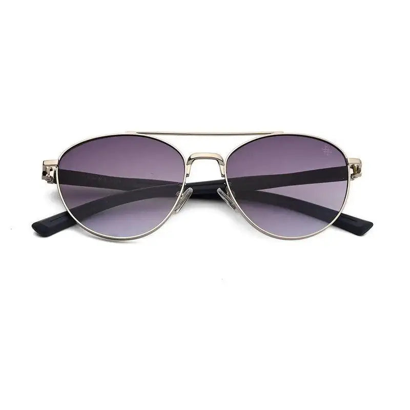 Gyron | Silver Medium Full Rim Aviator Sunglasses for Men [UV-protected]