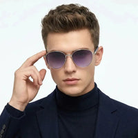 Gyron | Silver Medium Full Rim Aviator Sunglasses for Men [UV-protected]