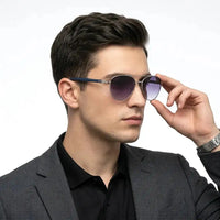 Gyron | Silver Medium Full Rim Aviator Sunglasses for Men [UV-protected]