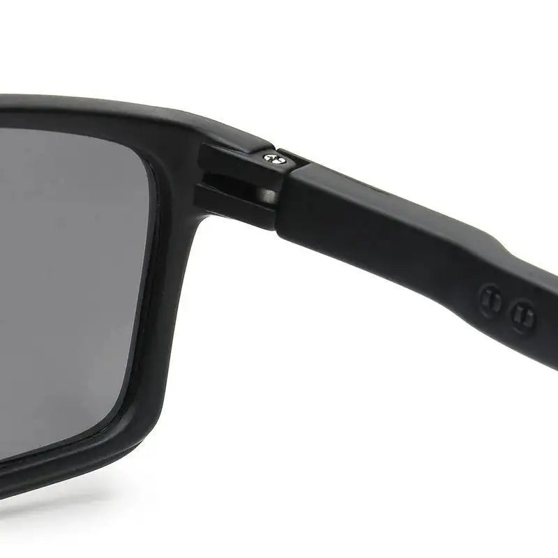 H2R | Black Medium Full Rim Rectangle Sports Sunglasses for Men & Women [Polarized]