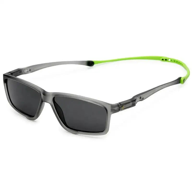 H2R | Grey/Green Medium Full Rim Rectangle Sports Sunglasses for Men & Women [Polarized]