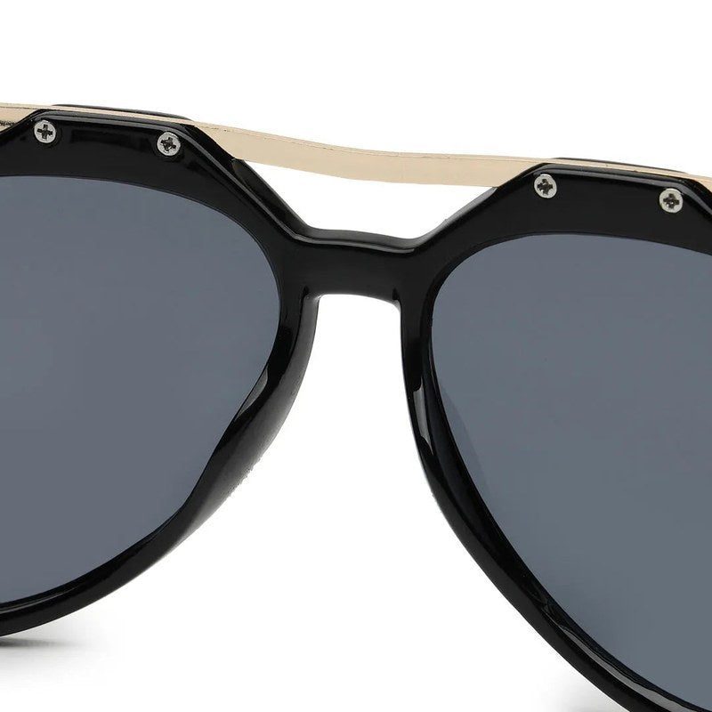 Hang-on Black Medium Full Rim Aviator Sunglasses for Men & Women — Hashtag Eyewears