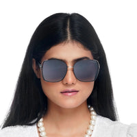 HEARTS Black & Golden Large Full Rim Square Sunglasses for Women — Hashtag Eyewears