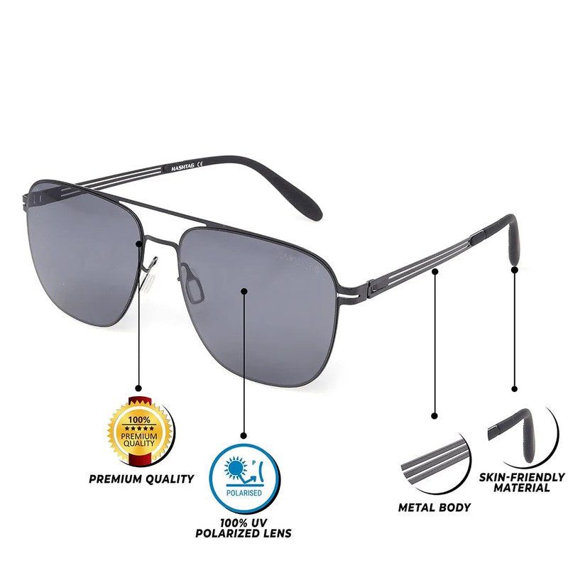 Helion Black Small Full Rim Square Sunglasses for Men — Hashtag Eyewears