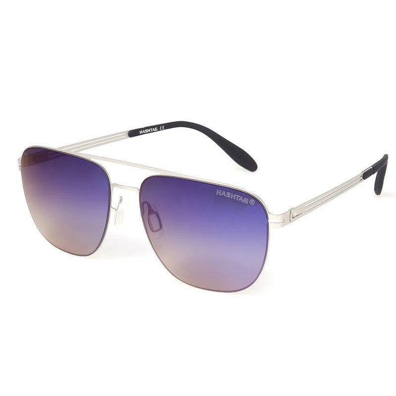 Helion Silver Small Full Rim Square Sunglasses for Men — Hashtag Eyewears