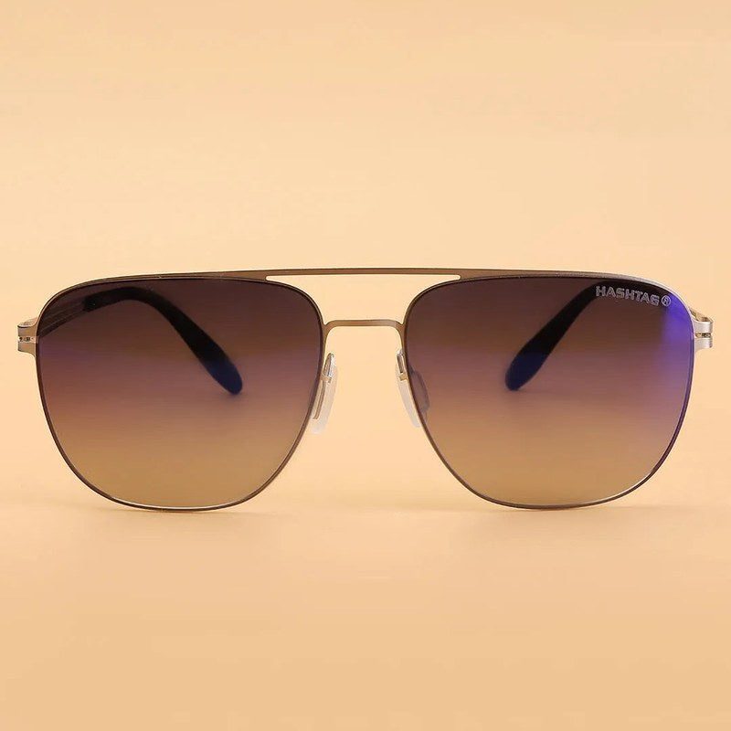 Helion Silver Small Full Rim Square Sunglasses for Men — Hashtag Eyewears