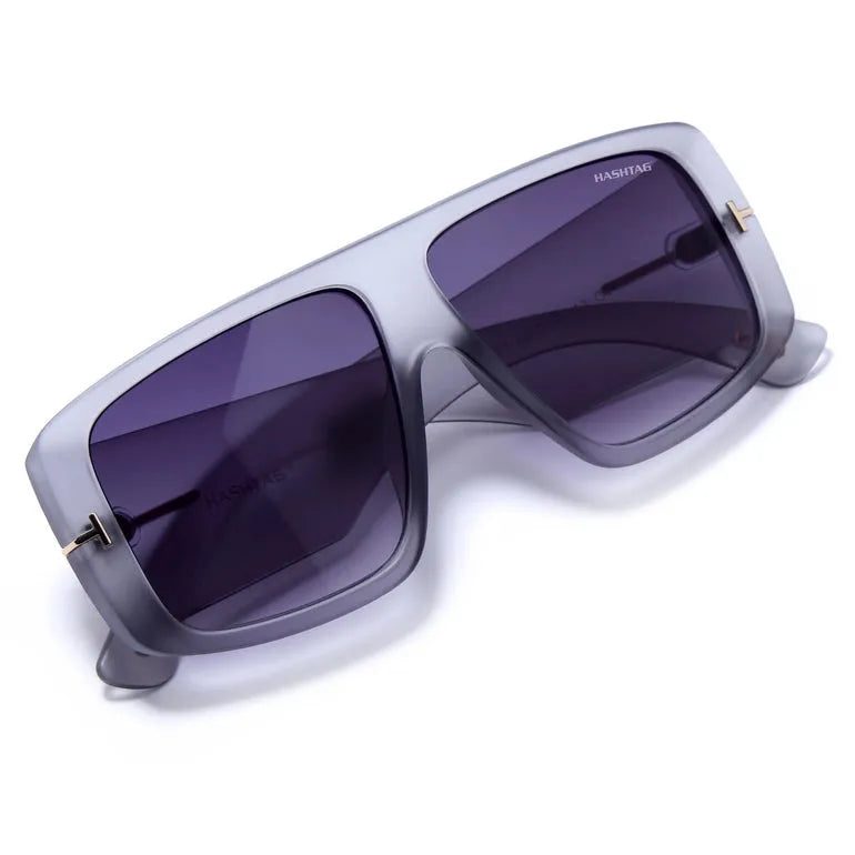Helios Gradient Grey Oversized Full Rim Square Sunglasses for Men & Women — Hashtag Eyewears