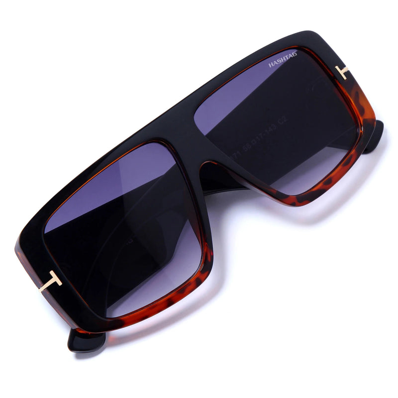 Helios | Havana and Golden Oversized Full Rim Square Sunglasses for Men & Women [UV-protected]