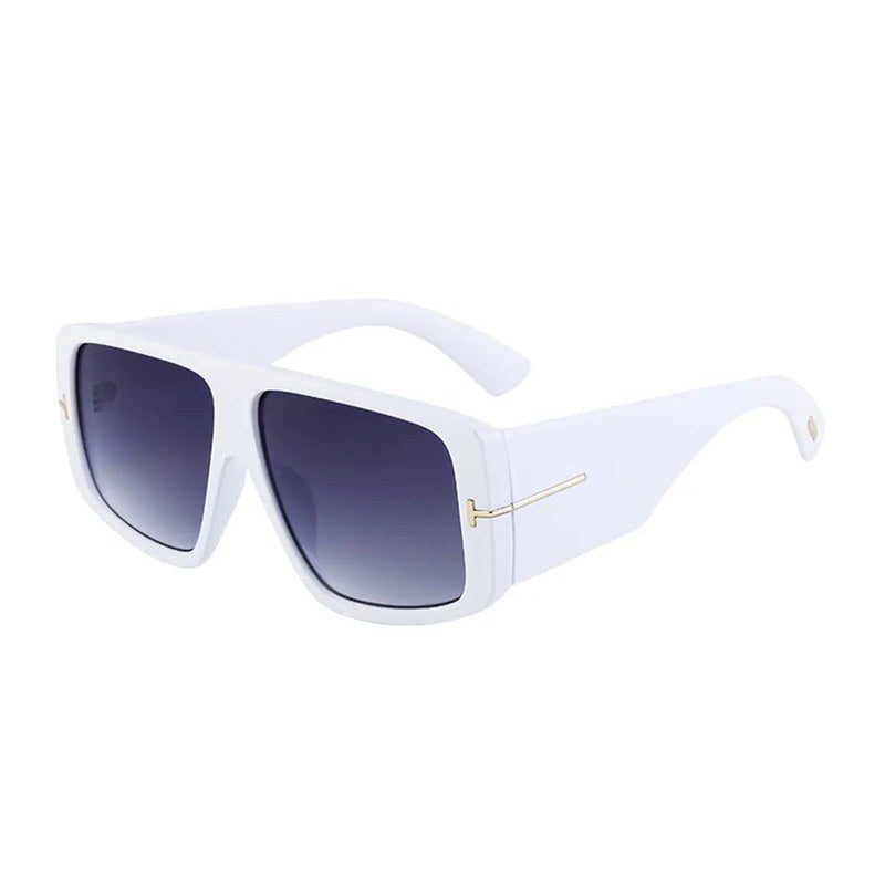 Helios White Oversized Full Rim Square Sunglasses for Men & Women — Hashtag Eyewears