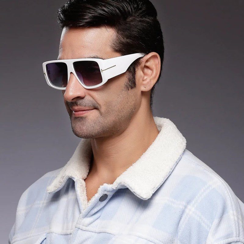 Helios | White Oversized Full Rim Square Sunglasses for Men & Women [UV-protected]