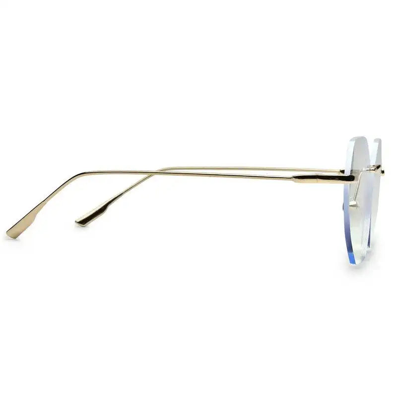 Hexora | Golden Medium Rim Less Octagon Computer Glasses for Men & Women [Blue Block]