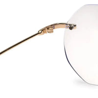 Hexora | Golden Medium Rim Less Octagon Computer Glasses for Men & Women [Blue Block]