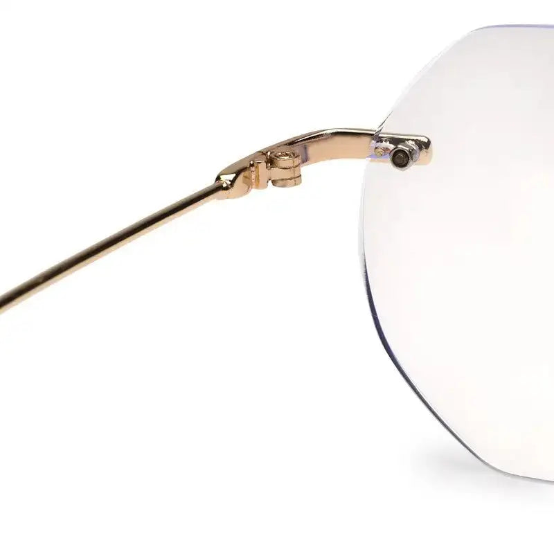 Hexora | Golden Medium Rim Less Octagon Computer Glasses for Men & Women [Blue Block]
