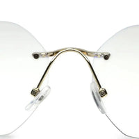 Hexora | Golden Medium Rim Less Octagon Computer Glasses for Men & Women [Blue Block]