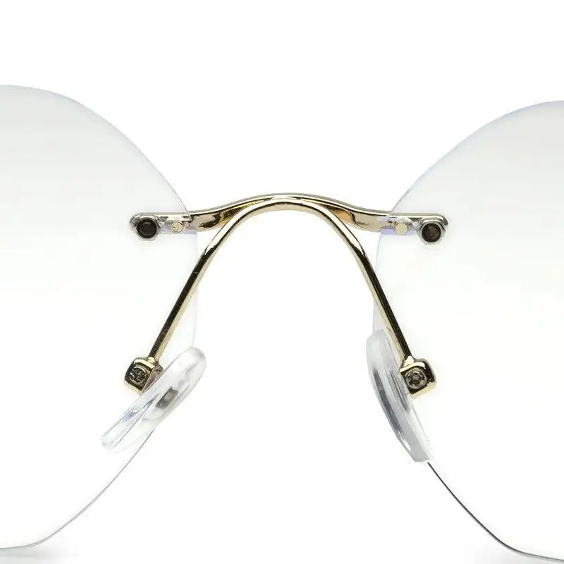 Hexora | Golden Medium Rim Less Octagon Computer Glasses for Men & Women [Blue Block]
