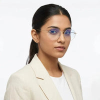 Hexora | Golden Medium Rim Less Octagon Computer Glasses for Men & Women [Blue Block]