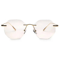 Hexora | Golden Medium Rim Less Octagon Computer Glasses for Men & Women [Blue Block]