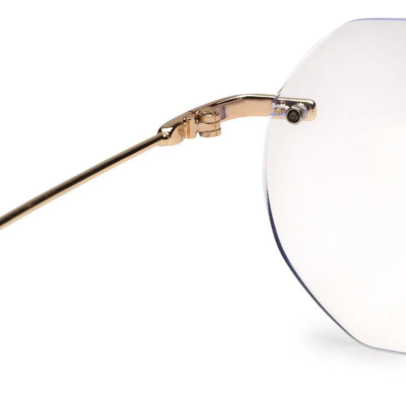 Hexora | Golden Medium Rim Less Octagon Computer Glasses for Men & Women [Blue Block]