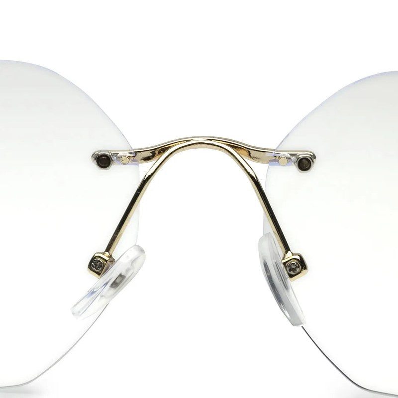 Hexora | Golden Medium Rim Less Octagon Computer Glasses for Men & Women [Blue Block]