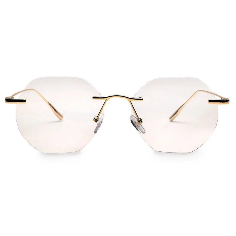 Hexora | Golden Medium Rim Less Octagon Computer Glasses for Men & Women [Blue Block]